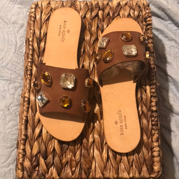 Kate Spade Shoes - Kate Spade Avila Brown sandals jewel embellishment
